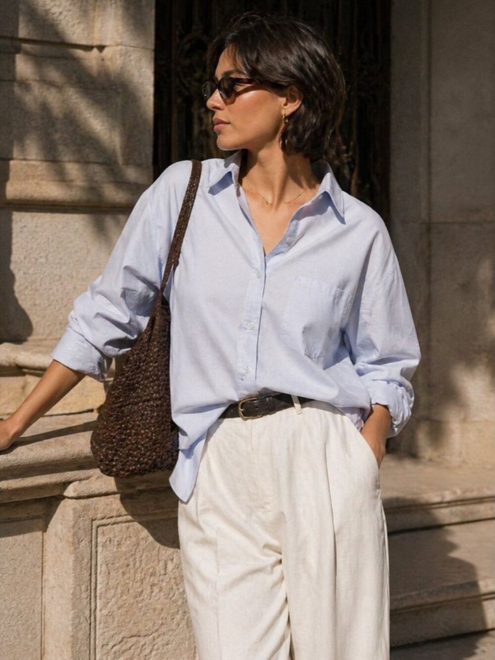 Kuwalla Tee Cotton Light Blue Button Down Shirt XS Oxford Minimalist Relaxed Fir